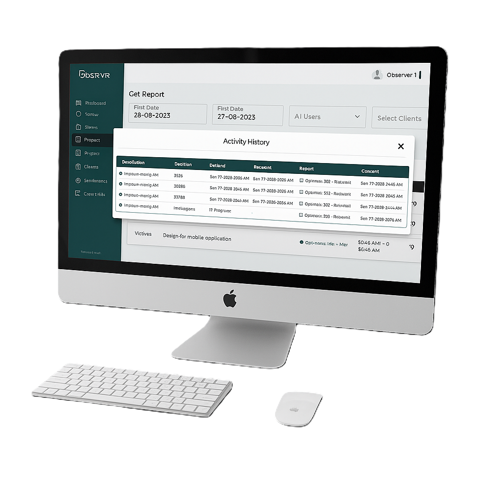 Obsrvr time tracking dashboard on MacBook—projects and team overview